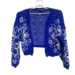In the Park Vintage Christmas Sweater Cardigan Women Size Large Nordic Fair Isle